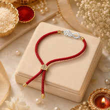 Load image into Gallery viewer, Pure Silver Infinity Rakhi for Brother – Premium Red Thread Rakhi with Bro Charm