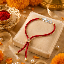 Load image into Gallery viewer, Pure Silver Infinity Rakhi for Brother – Premium Red Thread Rakhi with Bro Charm
