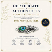Load image into Gallery viewer, 925 Sterling Silver Morpankh Rakhi for Brother | Designer Peacock Feather Rakhi | Green &amp; Gold Thread Raksha Bandhan Gift
