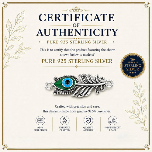 925 Sterling Silver Morpankh Rakhi for Brother | Designer Peacock Feather Rakhi | Green & Gold Thread Raksha Bandhan Gift